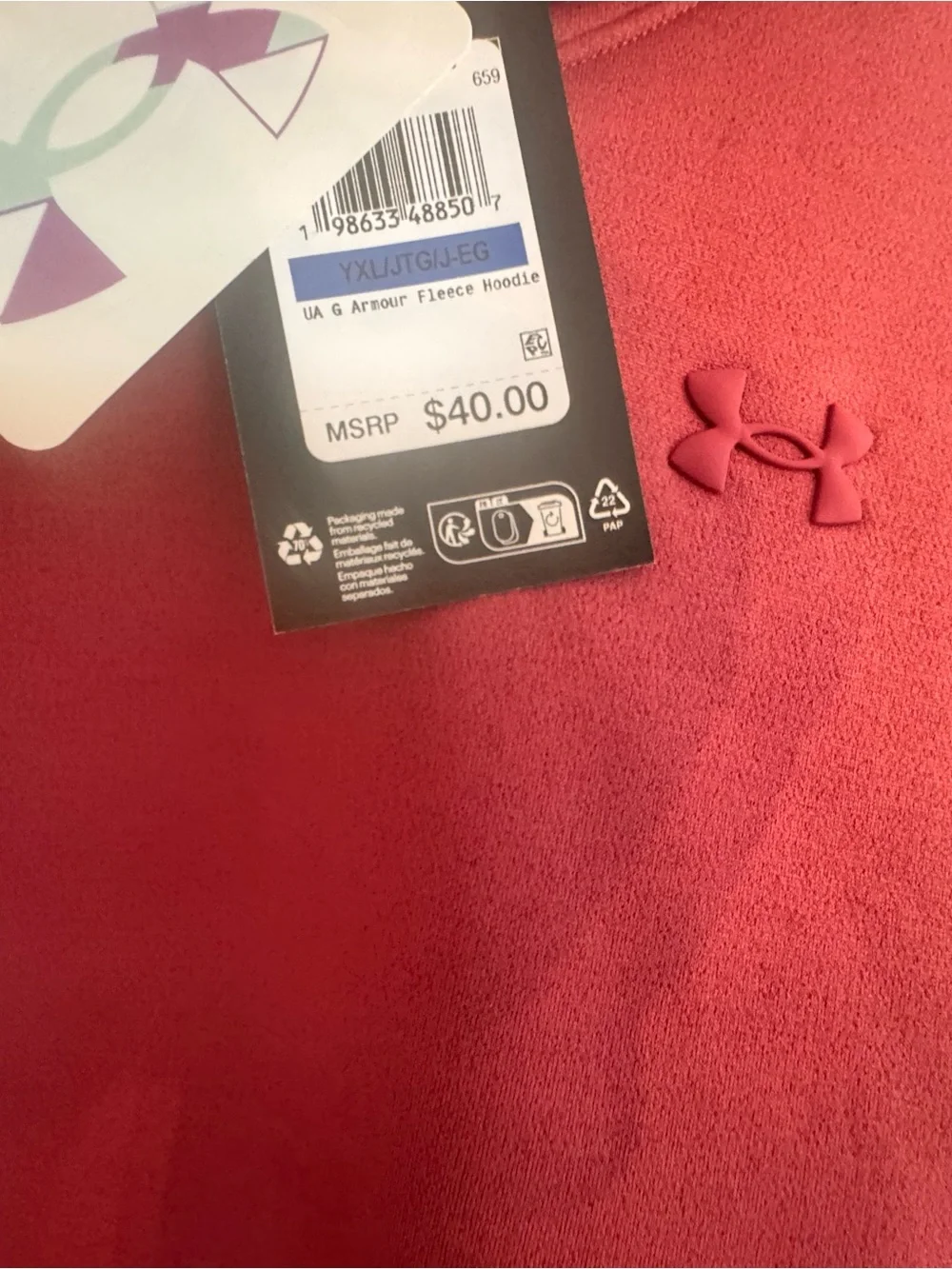 Under Armour Girls Mauve Hoodie Sweater